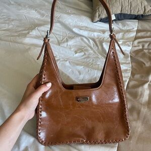 Brown leather shoulder bag